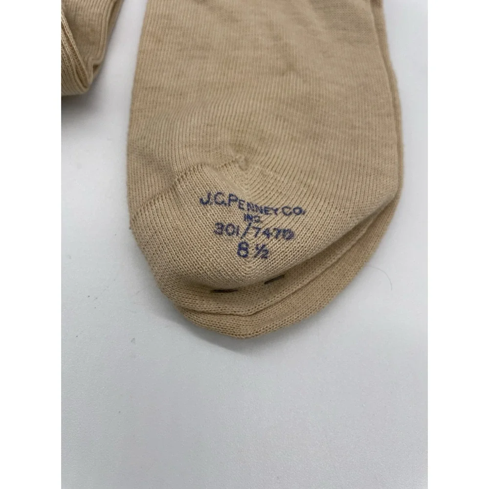 Vintage Double Knee, Tuff High Beige Socks Size 8.5‎ - 70-80s